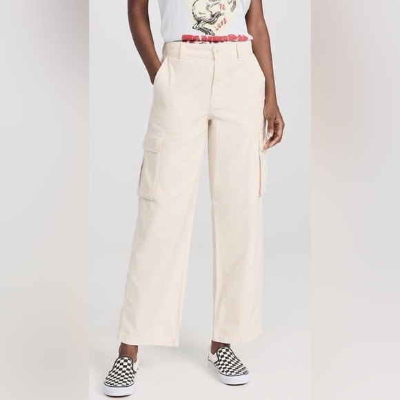 Madewell Pants - Madewell Cream Low Slung Cargo Pants